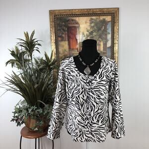 Westbound Women’s Large Zebra Print Top Long Sleeve Animal Print Blouse Stretch